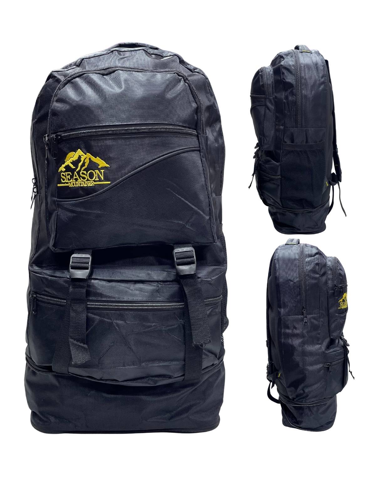 2 Sezon Dağcı Körüklü Kamp Çantası Siyah - Görsel 1